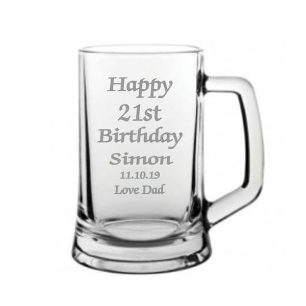 Personalised Pint Glass Tankard - Perfect Gift For 18th, 21st, 30th, 50th, 60th Birthdays