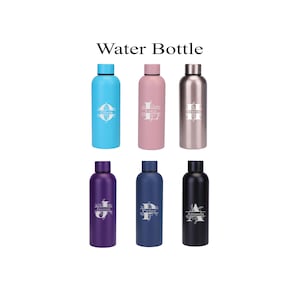 Personalised Engraved Any Initial Double Wall Insulated Thermos Water Bottle 500ml 17.5oz Hot Cold 6 Colours Available