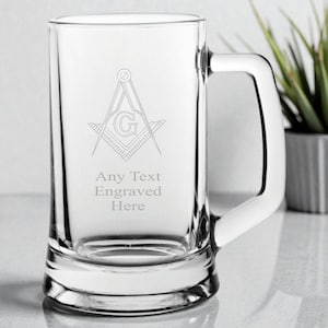 Personalised Engraved Pint Glass Tankard Various Design Available Masonic Rugby Football Golf Snooker Pool Bowling Referee Bowls