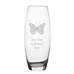 Personalised Engraved Double Heart Bullet Glass Vase Various Designs and Sizes Available Perfect Gift For Mothers Day Birthdays Wedding image 3