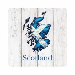 Mapa de Escocia con contorno, arte de pared cuadrado en MDF, varios tamaños disponibles (IMPRESIÓN UV)