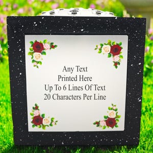 Personalised Printed Black Stone Effect Memorial Rose Bowl Grave Marker Flower Pot Vase With Flower Design (UV PRINTED) image 4