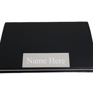 Gepersonaliseerde gegraveerde zwarte pu-tegoed-/visitekaarthouder, perfect cadeau voor bruiloft, verjaardag, vaderdag, kantoorcadeau