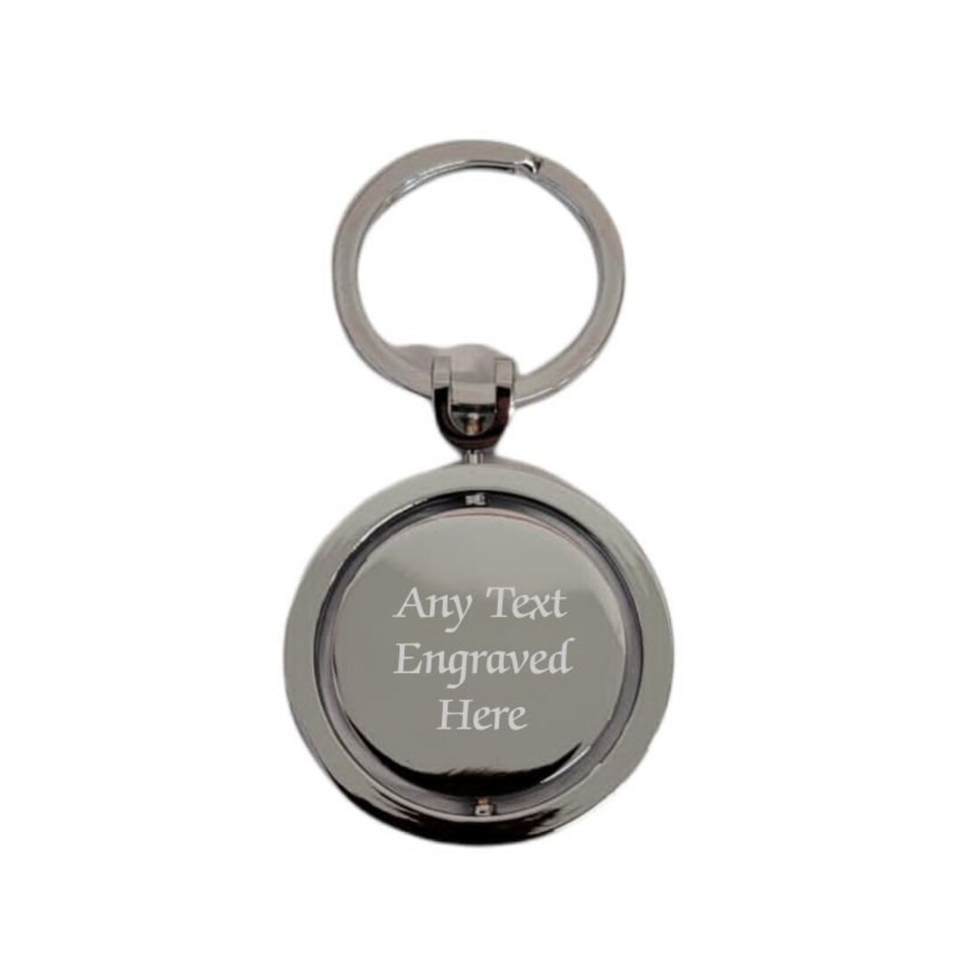 Personalised Engraved Rotating Round Key Ring Ideal New Home Gift, New ...