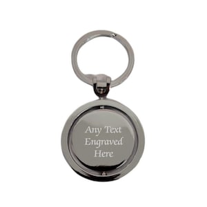 Personalised Engraved Rotating Round Key Ring Ideal New Home Gift, New Car Gift, Sentimental Keyring, Birthday, Wedding Gift