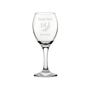 Personalised Engraved Birthday Design Wine Glass 11oz (31cl) 18 21 30 40 50 60 70 80 90 With Stars