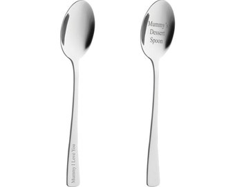 Personalised Engraved Elegance Dessert Spoon Any Text Engraved Ideal Gift For Birthday Fathers Day Mothers Day Wedding Christmas