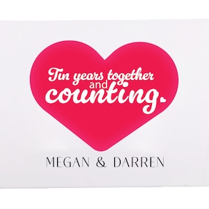 Gepersonaliseerde Tin Years Together Memory Tin Perfect voor verjaardag Kerstmis Huwelijksverjaardag Cadeau 10 jaar (UV GEDRUKT)