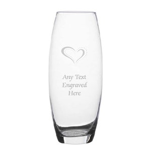 Personalised Engraved Double Heart Bullet Glass Vase Various Designs and Sizes Available Perfect Gift For Mothers Day Birthdays Wedding image 2