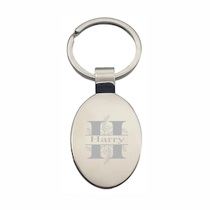 Personalised Engraved Initial Silver Plated Keyring Star/Oval/Round/Square/Rectangle Ideal New Home Gift New Car Gift Sentimental Keyring