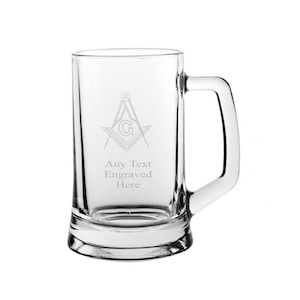 Personalised Engraved Pint Glass Tankard Various Design Available Masonic Rugby Football Golf Snooker Pool Bowling Referee Bowls