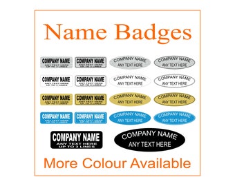 Personalised Engraved Name Badge Rectangle / Oval With Or Without Border Lots Of Colours Available