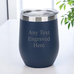 Gepersonaliseerde donkerblauwe matte 12oz thermoskan geïsoleerde reisbeker warme koude koffiethee