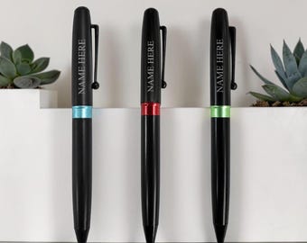 Personalised Engraved Black Pen In Silk Lined Gift Box Various Colours Available