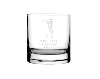 Personalised Engraved 10oz Whisky Glass Various Design Available Golf Fishing Football Cricket Rugby Cycling Music Notes Dominoes Thistle