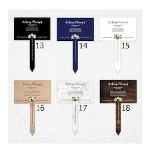 Personalised In Loving Memory Floral Memorial Stake Spike Grave Marker Tree Marker Garden Sign Various Designs Available (UV PRINTED)