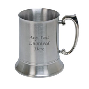 Personalised Stainless Steel US 1 Pint Tankard (500ml) - Any Text You Want