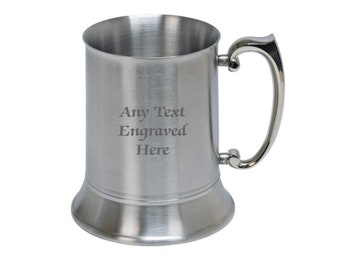 Personalised Stainless Steel US 1 Pint Tankard (500ml) - Any Text You Want