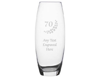 Personalised Engraved Bullet Glass Vase Various Designs Available Perfect Gift For Birthday 18th 21st 70th 80th 90th