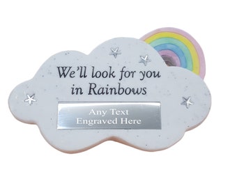 Personalised Engraved Memorial Rainbow Cloud Plaque