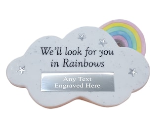 Personalised Engraved Memorial Rainbow Cloud Plaque