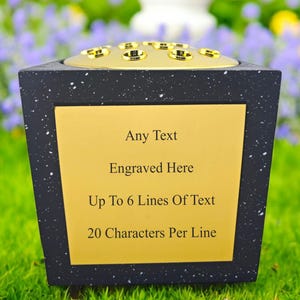 Personalised Engraved Memorial Rose Bowl Grave Marker Flower Pot Vase White or Black Available