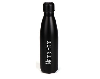 Personalised Black Any Name On A 500ml Thermos Insulated Water Bottle Like Chillys bottle 13 Colours To Choose From