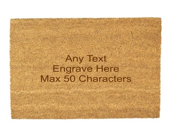 Personalised Engraved Any Text Coir Non Slip Door Mat 60cm x 40cm