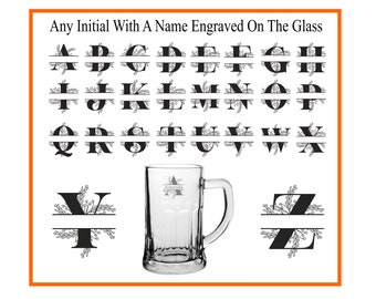 Personalised Glass Initial Abbey Pint Tankard 20oz (57cl)