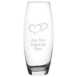 Personalised Engraved Double Heart Bullet Glass Vase Various Designs and Sizes Available Perfect Gift For Mothers Day Birthdays Wedding