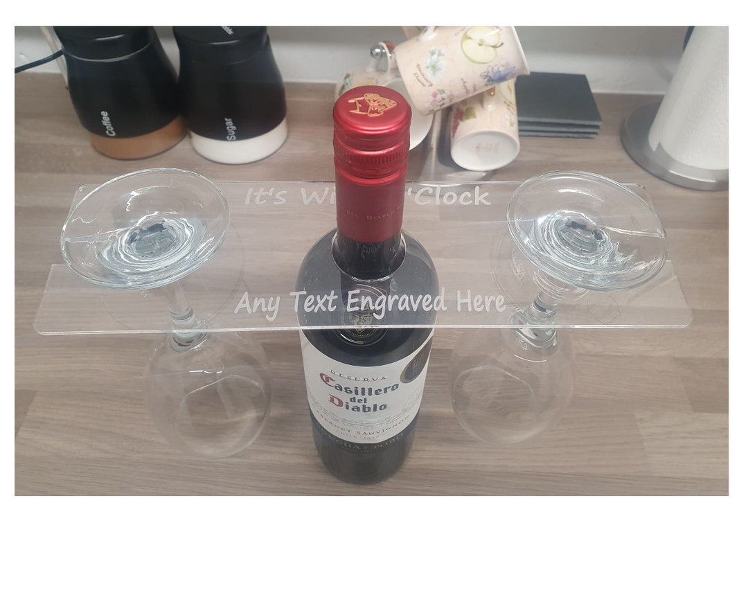 Personalised Engraved Wine Glass & Bottle Butler Holds 2 Etsy