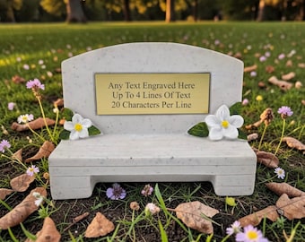 Personalised Engraved Memorial Bench With Engraved Plaque Grave Marker White or Black Available