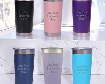 Vaso térmico de doble pared personalizado con grabado de cualquier mensaje, 500 ml (17,5 oz), para café o té caliente o frío. 8 colores disponibles.