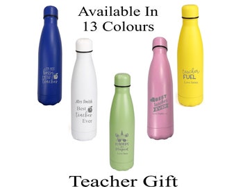 Personalised Engraved Teacher Gift Designs 500ml Thermos Insulated Water Bottle Like Chillys bottle 13 Colours Available Various Designs