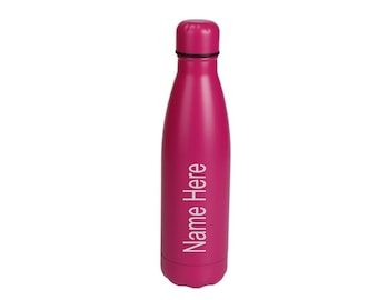 Personalised Hot Pink Any Name On A 500ml Thermos Insulated Water Bottle Like Chillys bottle 13 Colours To Choose From