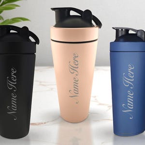 Personalised Engraved Any Name Protein Shaker Bottle 739ml 25oz Available in 3 Colours