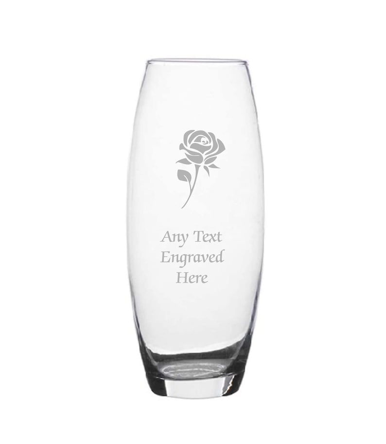 Personalised Engraved Double Heart Bullet Glass Vase Various Designs and Sizes Available Perfect Gift For Mothers Day Birthdays Wedding Rose