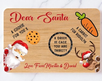 Personalised Christmas Eve Plate/Tray/Board Dear Santa Xmas Kids Children's Treat Various Colours Available (UV PRINTED)