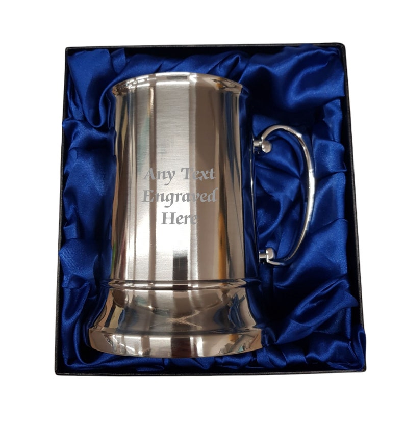 Personalised Stainless Steel US 1 Pint Tankard 500ml in a Silk Presentation Box Any Text You Want image 4