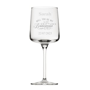 Personalised Engraved Will You Be My Bridesmaid Iconic Red Wine Glass 11oz (32cl) Wedding Bridesmaid