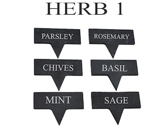 Engraved Slate Herb Vegetable Cheese Markers Garden Stakes Set Of 6 Ideal Gift  For Garden Lovers Fathers Day