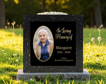 Personalised Printed Black Memorial Rose Bowl Grave Marker Flower Pot Vase (UV PRINTED)