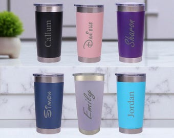 Personalised Engraved Any Name Double Wall Insulated Cup 500ml 17.5oz Hot Cold Coffee Tea 6 Colours Available