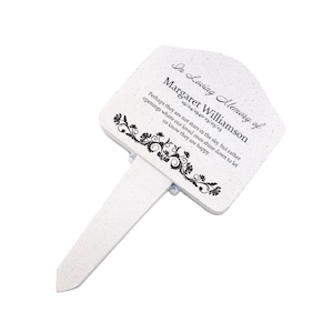 Placa memorial personalizada, estaca, marcador de sepultura, marcador de árvore, jardim com design de flores (impresso UV)