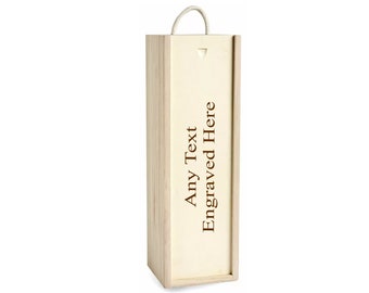 Boîte à vin en bois gravée personnalisée Différents modèles et tailles de boîte disponibles Cadeau parfait pour un anniversaire, un mariage, une retraite