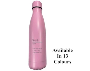 Personalised Engraved Noun/Definition 500ml Thermos Insulated Water Bottle Like Chillys Bottle 13 Colours Available