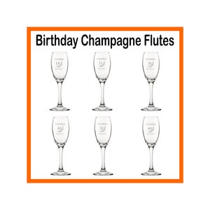 Personalised Birthday Age Champagne Glass Flute 6.75oz  18 21 30 40 50 60 In Luxury Gift Box