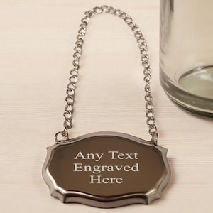 Personalised Stainless Steel Bottle/Decanter Label Tag Birthday/Wedding/Anniversary/Retirement/Gift/Whisky/Gin/Wine/Vodka/Champagne/Whiskey