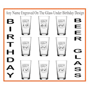Personalised  Birthday Design Conical Pint Beer Glass 18 21 30 40 50 60 70 80 90