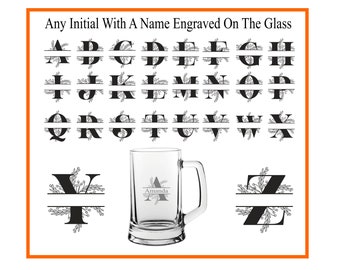 Personalised  Pint Glass Tankard Initial &Name Engraved